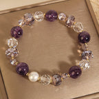 Fortune Jewel Amethyst White Crystal Pearl Communication Bracelet