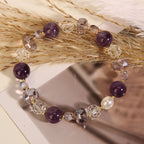 Fortune Jewel Amethyst White Crystal Pearl Communication Bracelet