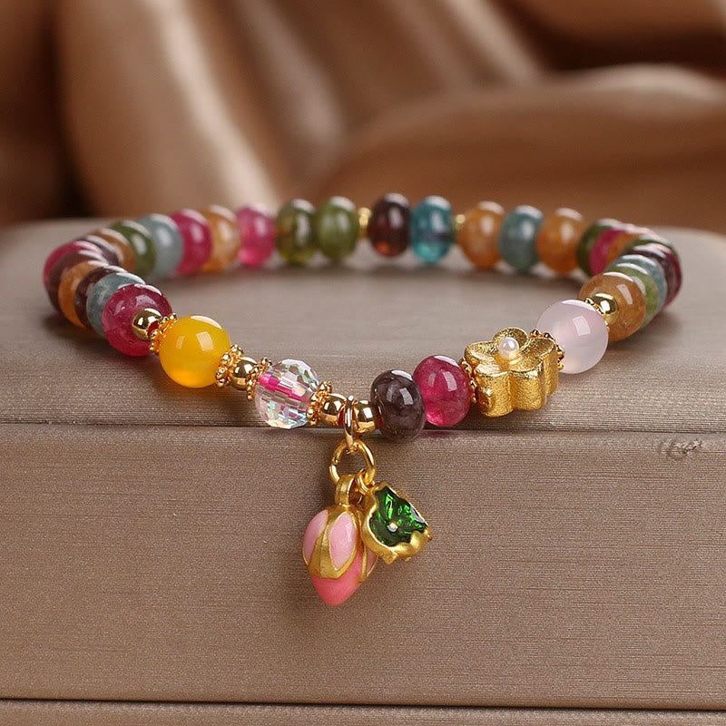 Fortune Jewel Tourmaline Lotus Seedpod Wisdom Bracelet