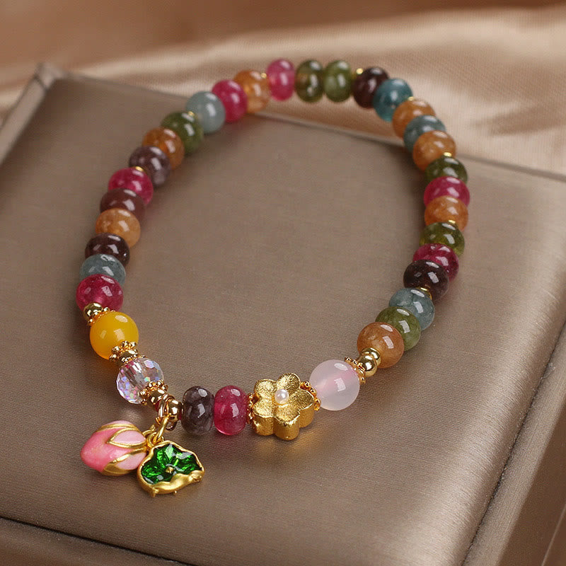 Fortune Jewel Tourmaline Lotus Seedpod Wisdom Bracelet