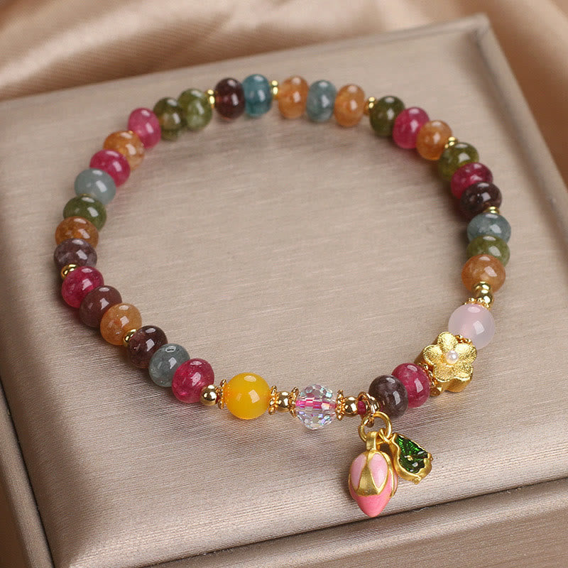 Fortune Jewel Tourmaline Lotus Seedpod Wisdom Bracelet