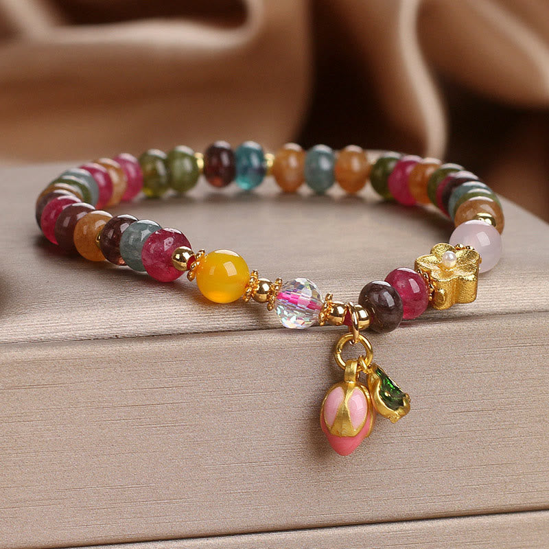 Fortune Jewel Tourmaline Lotus Seedpod Wisdom Bracelet