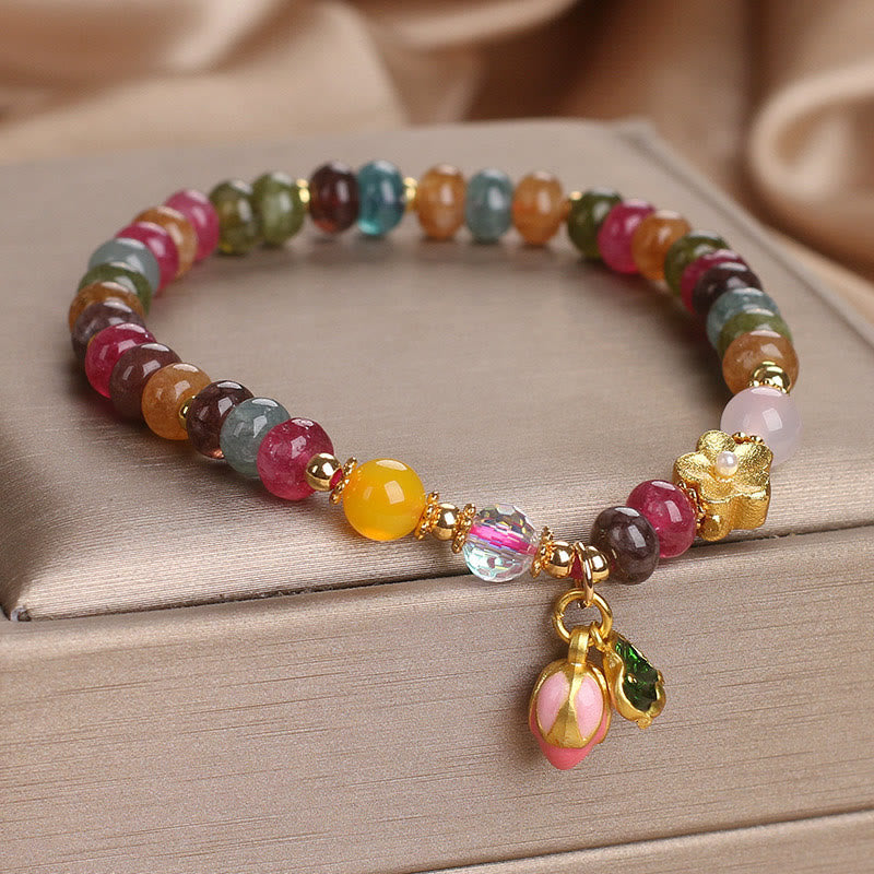 Fortune Jewel Tourmaline Lotus Seedpod Wisdom Bracelet