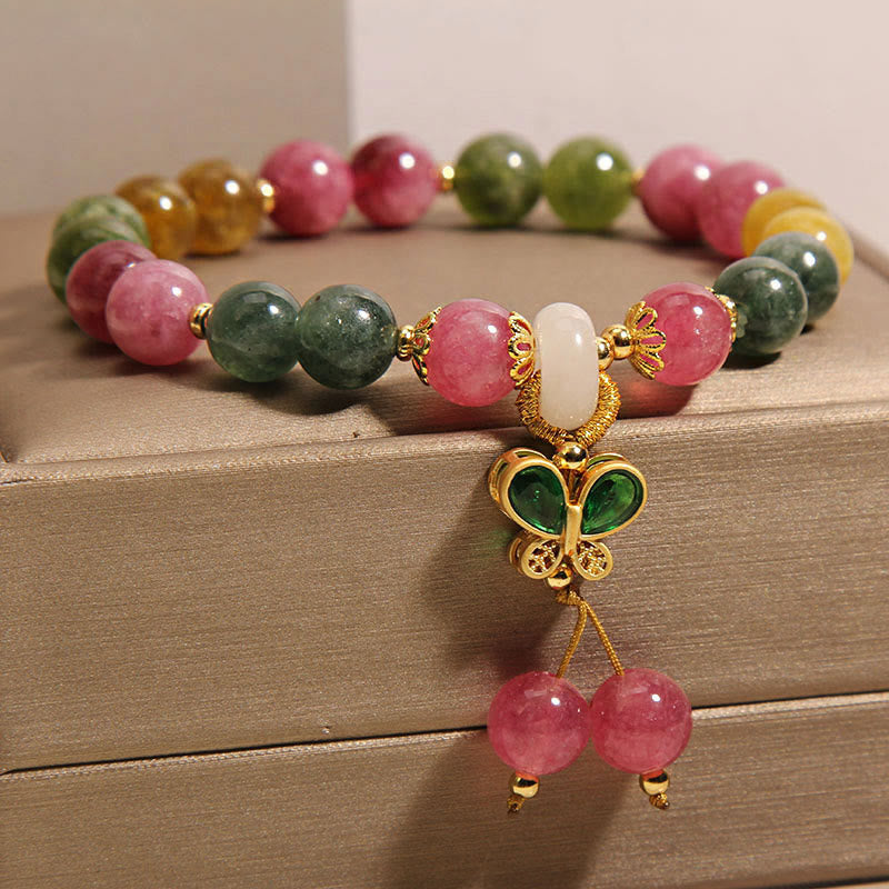 Fortune Jewel Tourmaline Jade Butterfly Wisdom Bracelet