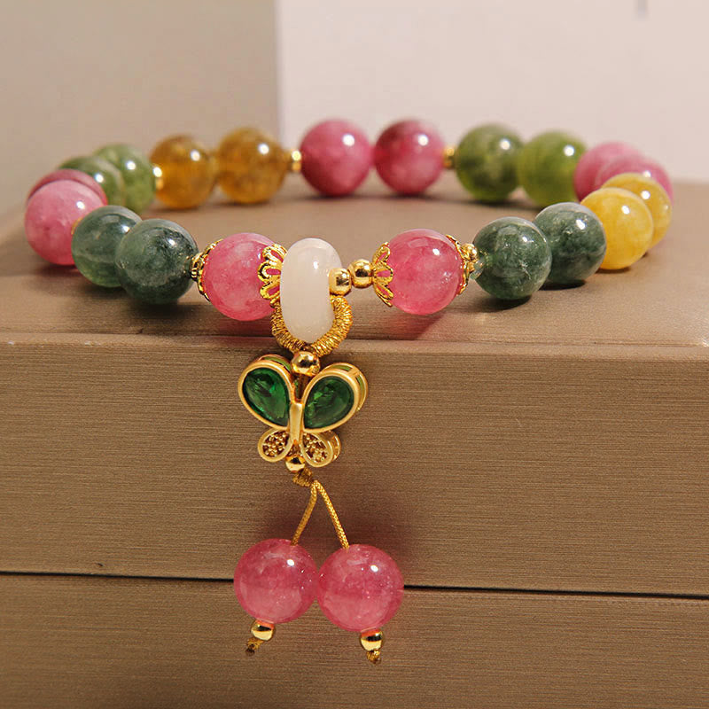Fortune Jewel Tourmaline Jade Butterfly Wisdom Bracelet