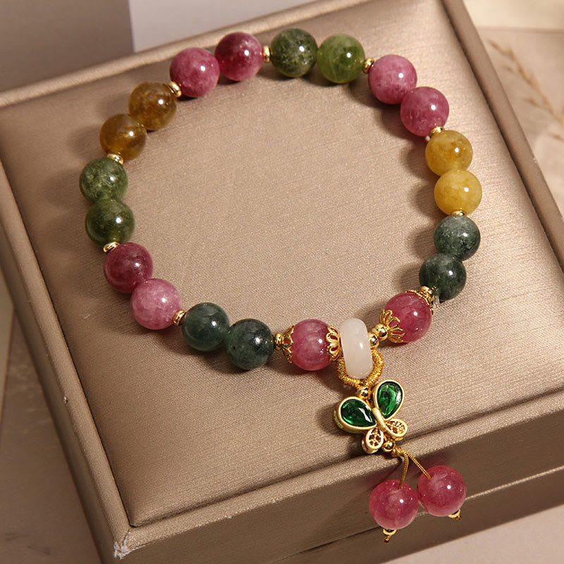 Fortune Jewel Tourmaline Jade Butterfly Wisdom Bracelet