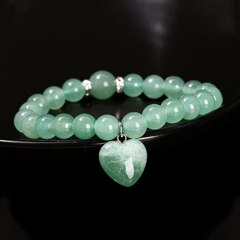 Fortune Jewel Various Crystal Green Aventurine Love Heart Balance Bracelet