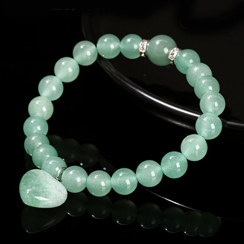 Fortune Jewel Various Crystal Green Aventurine Love Heart Balance Bracelet
