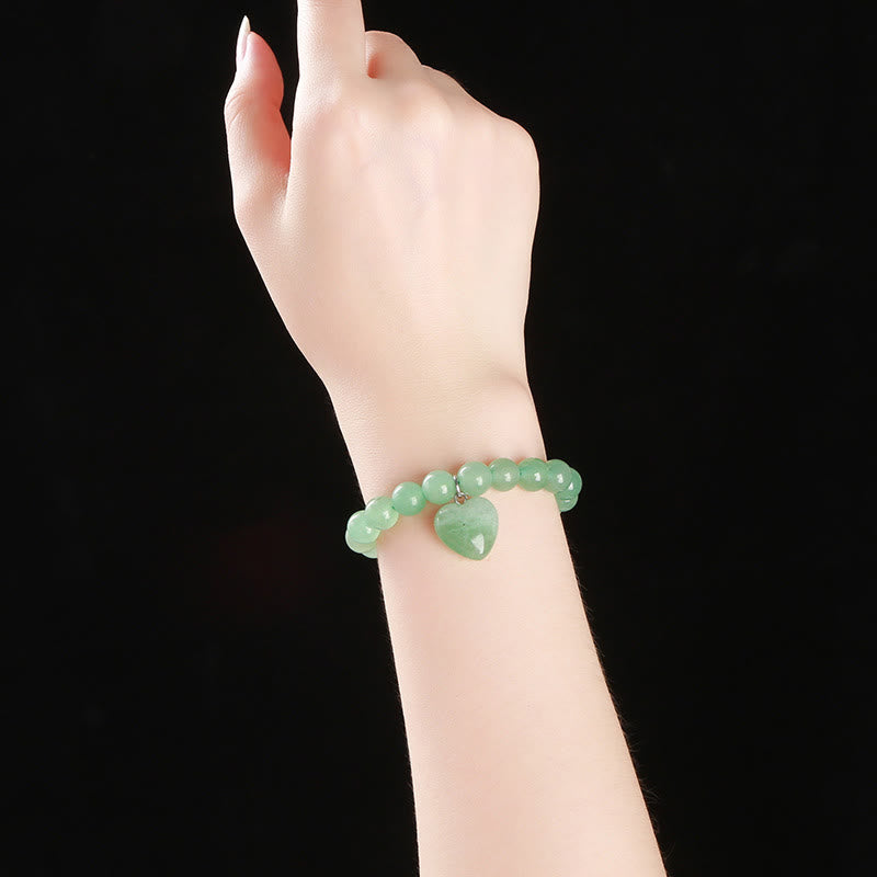 Fortune Jewel Various Crystal Green Aventurine Love Heart Balance Bracelet