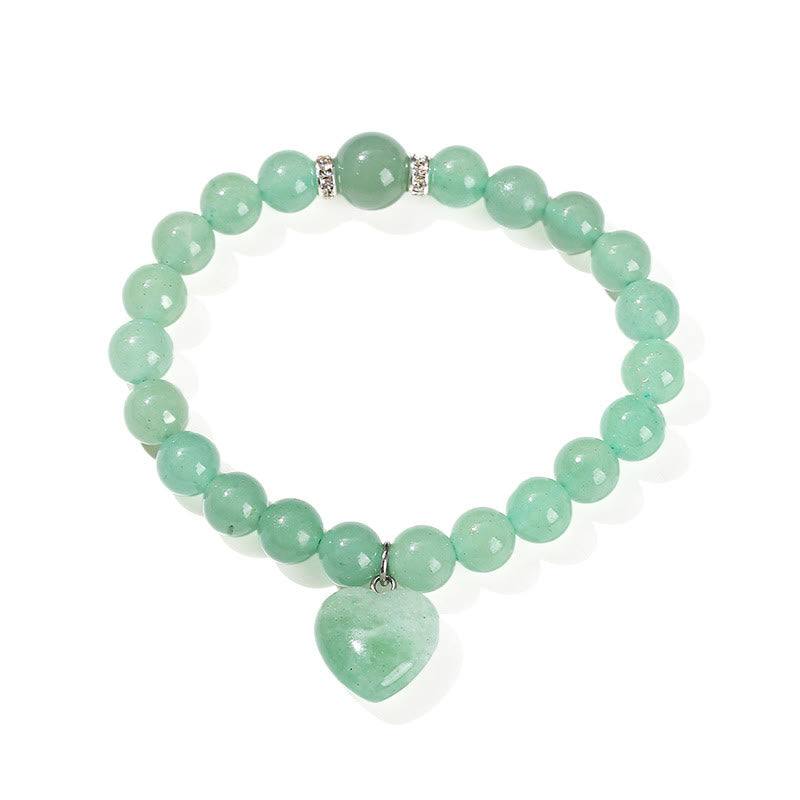 Fortune Jewel Various Crystal Green Aventurine Love Heart Balance Bracelet