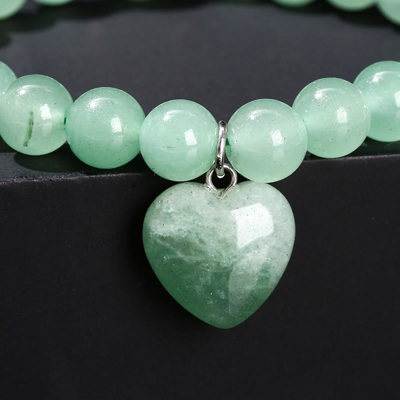 Fortune Jewel Various Crystal Green Aventurine Love Heart Balance Bracelet