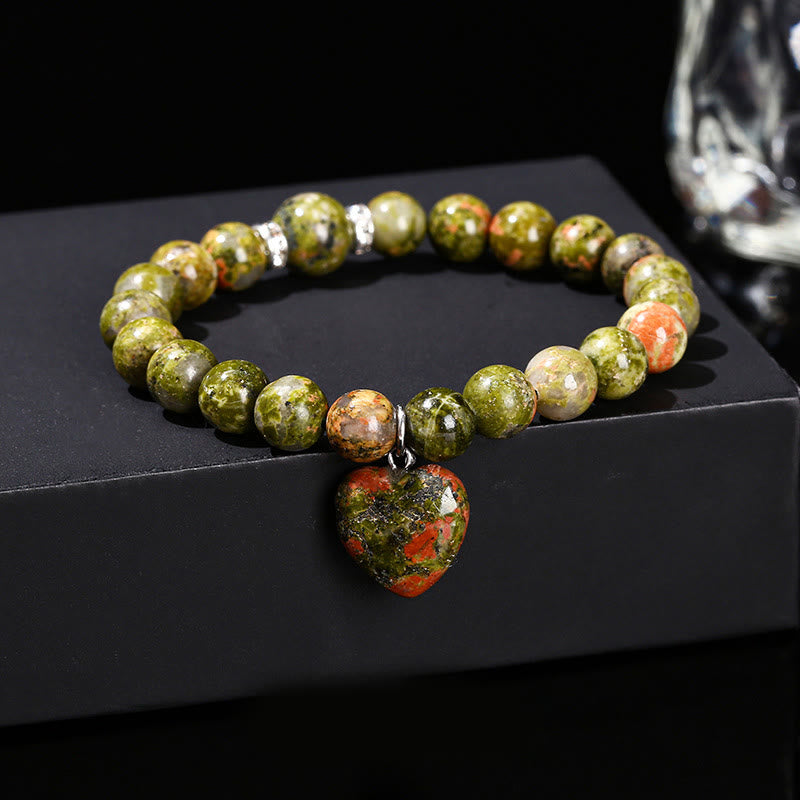 Fortune Jewel Various Crystal Green Aventurine Love Heart Balance Bracelet