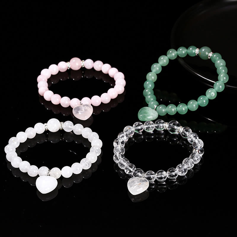 Fortune Jewel Various Crystal Green Aventurine Love Heart Balance Bracelet