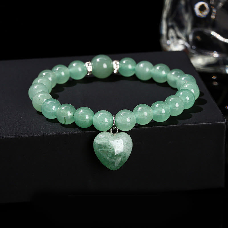 Fortune Jewel Various Crystal Green Aventurine Love Heart Balance Bracelet