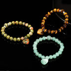 Fortune Jewel Various Crystal Green Aventurine Love Heart Balance Bracelet