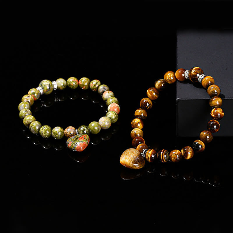 Fortune Jewel Various Crystal Green Aventurine Love Heart Balance Bracelet