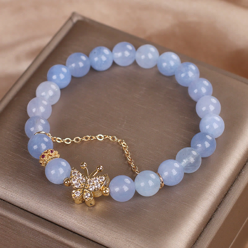 Fortune Jewel Aquamarine Butterfly Serenity Bracelet