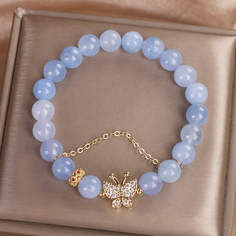 Fortune Jewel Aquamarine Butterfly Serenity Bracelet