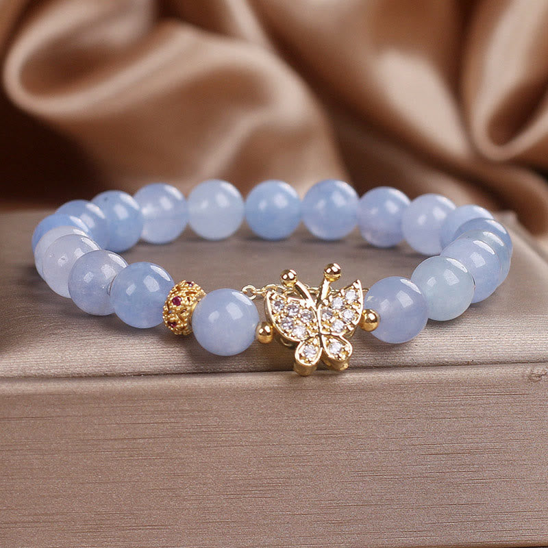 Fortune Jewel Aquamarine Butterfly Serenity Bracelet