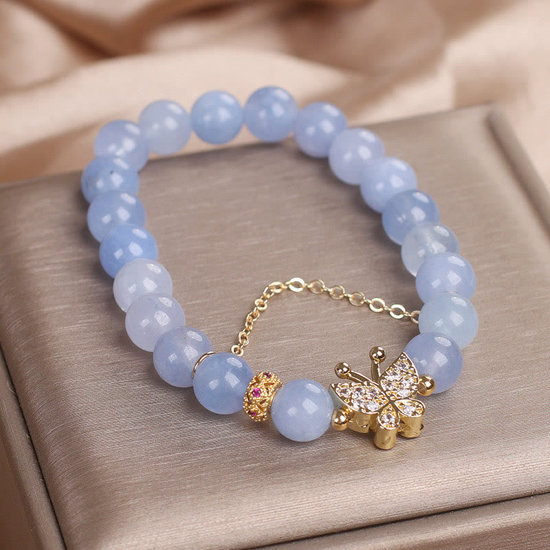 Fortune Jewel Aquamarine Butterfly Serenity Bracelet