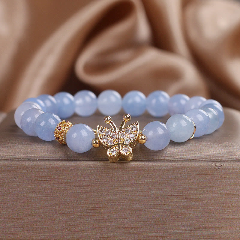 Fortune Jewel Aquamarine Butterfly Serenity Bracelet