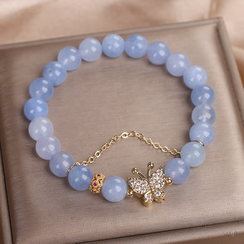 Fortune Jewel Aquamarine Butterfly Serenity Bracelet
