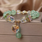 Fortune Jewel Aquamarine Green Crystal Love Heart Charm Healing Bracelet