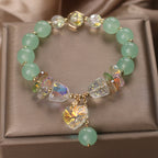 Fortune Jewel Aquamarine Green Crystal Love Heart Charm Healing Bracelet