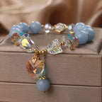 Fortune Jewel Aquamarine Green Crystal Love Heart Charm Healing Bracelet