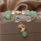 Fortune Jewel Aquamarine Green Crystal Love Heart Charm Healing Bracelet