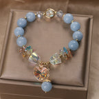 Fortune Jewel Aquamarine Green Crystal Love Heart Charm Healing Bracelet