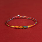 Fortune Jewel Multicolor Red String Alloy 925 Sterling Silver Buckle Protection Bracelet