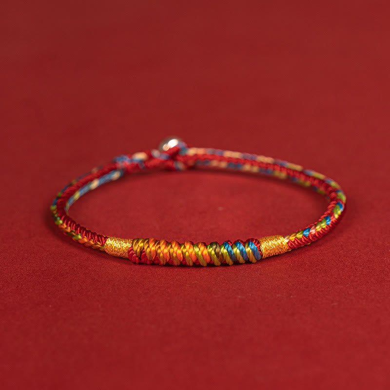 Fortune Jewel Multicolor Red String Alloy 925 Sterling Silver Buckle Protection Bracelet