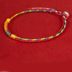 Fortune Jewel Multicolor Red String Alloy 925 Sterling Silver Buckle Protection Bracelet
