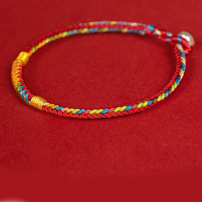 Fortune Jewel Multicolor Red String Alloy 925 Sterling Silver Buckle Protection Bracelet