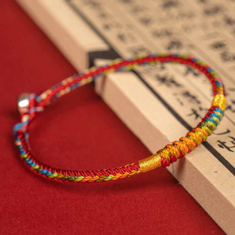 Fortune Jewel Multicolor Red String Alloy 925 Sterling Silver Buckle Protection Bracelet