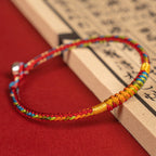 Fortune Jewel Multicolor Red String Alloy 925 Sterling Silver Buckle Protection Bracelet