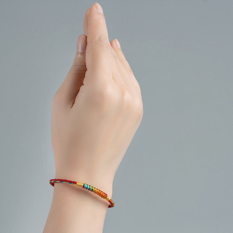 Fortune Jewel Multicolor Red String Alloy 925 Sterling Silver Buckle Protection Bracelet