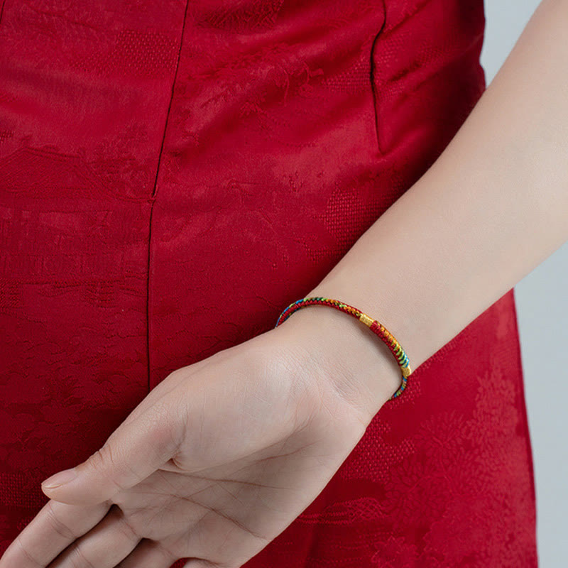 Fortune Jewel Multicolor Red String Alloy 925 Sterling Silver Buckle Protection Bracelet