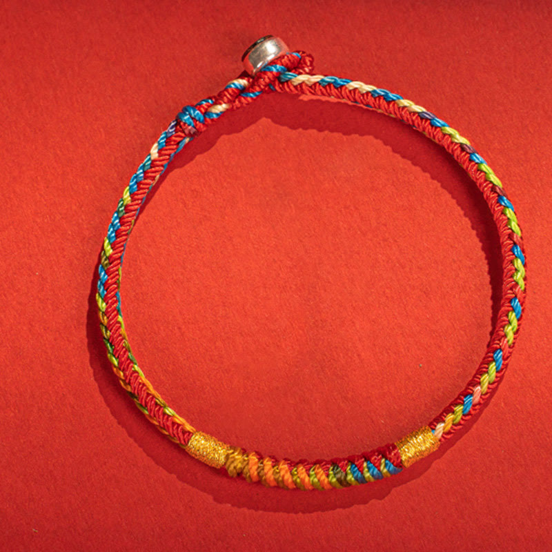 Fortune Jewel Multicolor Red String Alloy 925 Sterling Silver Buckle Protection Bracelet