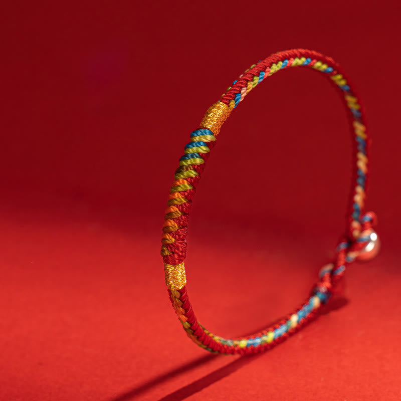 Fortune Jewel Multicolor Red String Alloy 925 Sterling Silver Buckle Protection Bracelet