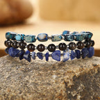 Fortune Jewel Emperor Stone Sodalite Gold Sheen Obsidian Balance Triple Wrap Bracelet