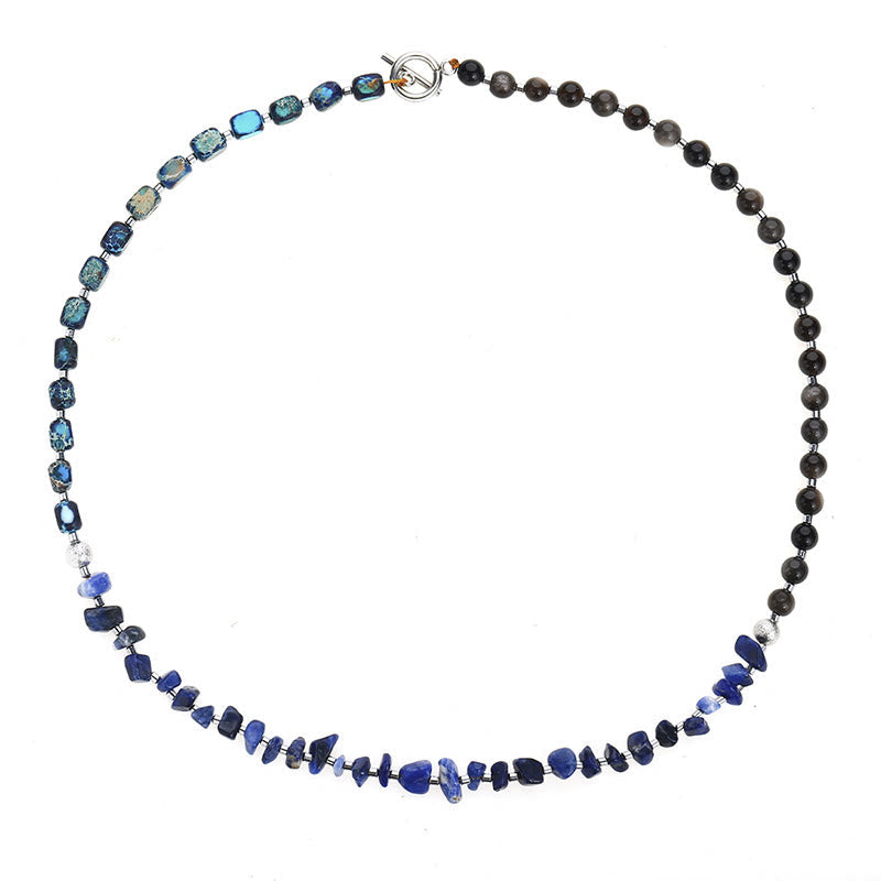 Fortune Jewel Emperor Stone Sodalite Gold Sheen Obsidian Balance Triple Wrap Bracelet