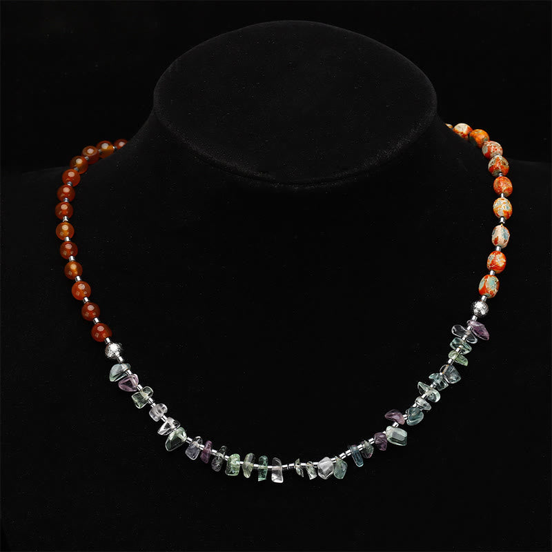 Fortune Jewel Fluorite Red Agate Emperor Stone Power Triple Wrap Bracelet