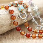 Fortune Jewel Fluorite Red Agate Emperor Stone Power Triple Wrap Bracelet