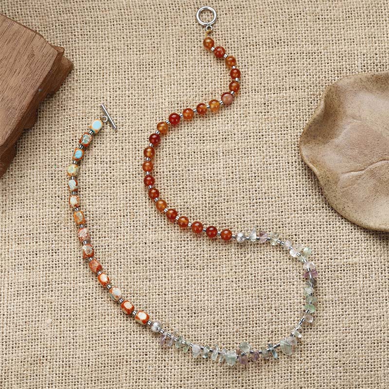 Fortune Jewel Fluorite Red Agate Emperor Stone Power Triple Wrap Bracelet