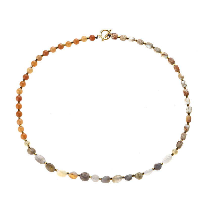 Fortune Jewel Botswana Agate Red Agate  Emperor Stone Creativity Triple Wrap Bracelet