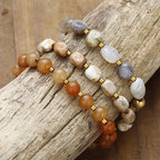Fortune Jewel Botswana Agate Red Agate  Emperor Stone Creativity Triple Wrap Bracelet