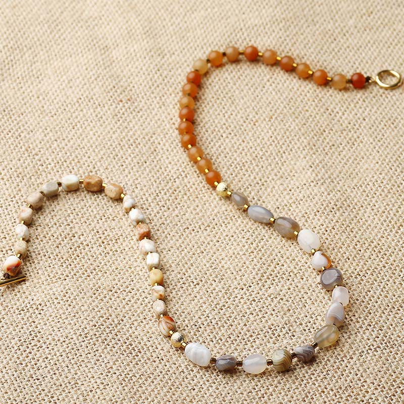 Fortune Jewel Botswana Agate Red Agate  Emperor Stone Creativity Triple Wrap Bracelet