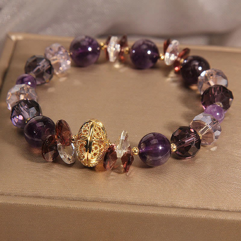 Fortune Jewel Amethyst Red Crystal White Crystal Pumpkin Inner Peace And Healing Bracelet